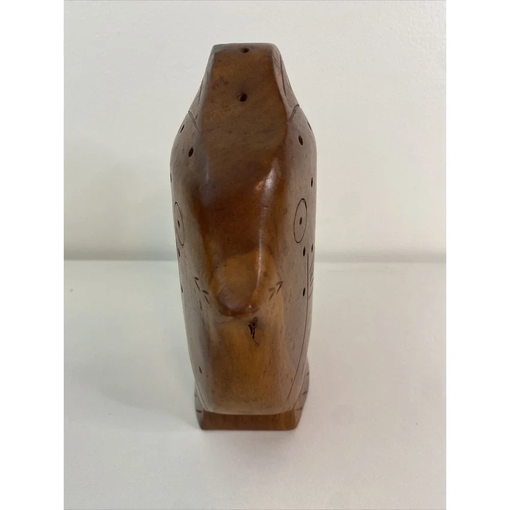 Large vintage wooden fish toothpick holder party server
